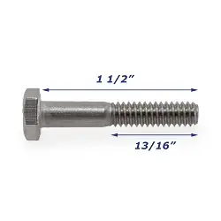 Stainless Steel Trailer Bolt Only 1/4 inch x 1 1/2 inch