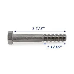 Stainless Steel Trailer Bolt Only 3/8 inch x 2 1/2 inch