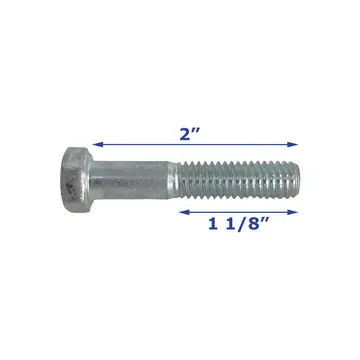Zinc Plated Trailer Bolt Only 3/8 inch x 2 inch