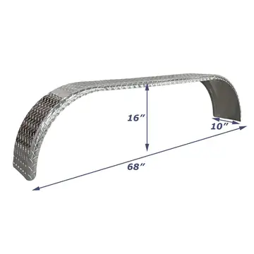 Aluminum Diamond Plate Boat Trailer Fender Tandem Axle 10 in x 68 in x 16 in