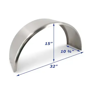 Single Axle Aluminum Smooth Trailer Fender 10 3/4 in x 32 in x 15 in