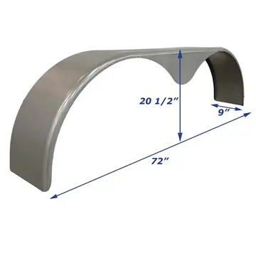Tandem Axle Cold Rolled Steel Trailer Fender Teardrop 9 in x 72 in x 20 1/2 in