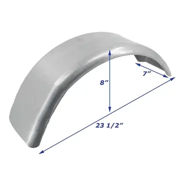 Galvanized Boat Trailer Fender Single Axle 7 in x 23 1/2 in x 8 in