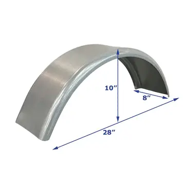 Galvanized Boat Trailer Fender Single Axle 8 in x 28 in x 10 in