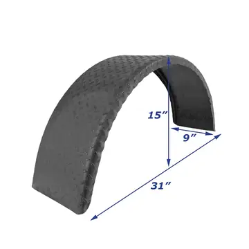 Steel Diamond Plate Round Trailer Fender Single Axle 9 in x 31 in x 15 in