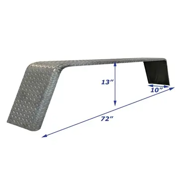 Steel Diamond Plate Utility Trailer Fender Tandem Axle 10 in x 72 in x 13in