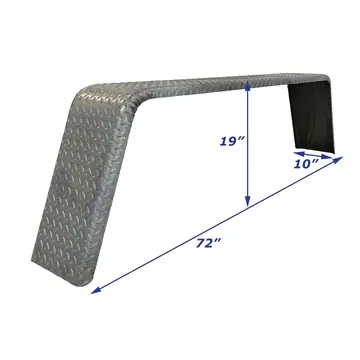 Tandem Axle Steel Diamond Plate Trailer Fender 10 in x 72 in x 19 in