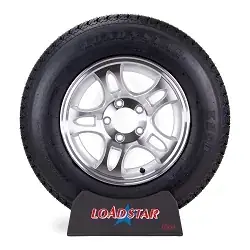 Trailer Tire ST205/75D14 Bias Ply on Aluminum Split Spoke Wheel 5 Lug