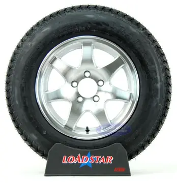 ST205/75D15 Boat Trailer Tire on 7 Spoke Aluminum 5 Bolt Wheel F78-15