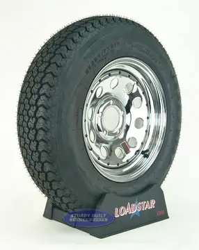 ST205/75D15 Trailer Tire F78-15 on a Chrome Mod 5 bolt Wheel