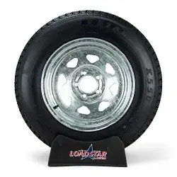 ST205/75D15 Bias Ply Trailer Tire mounted on a Galvanized 5 Bolt Wheel