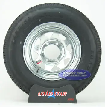 ST225/75R15 Radial Boat Trailer Tire mounted on a Galvanized 6 bolt Wheel