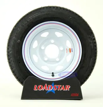 4.80x12 Trailer Tire on a 5 Bolt White Spoke Wheel LRC 990lb