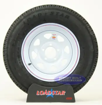 ST205/75R15 Radial Trailer Tire on White Spoke 5 on 5 bolt Wheel