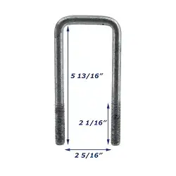 Galvanized Trailer U-Bolt Only 1/2 inch x 2 5/16 inch x 5 13/16 inch