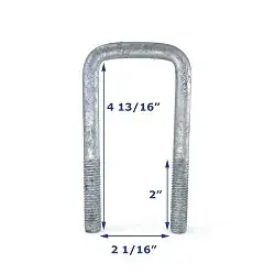 Galvanized Trailer U-Bolt Only 1/2 inch x 2 inch x 4 13/16 inch