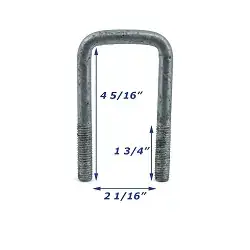 Galvanized Trailer U-Bolt Only 1/2 inch x 2 inch x 4 5/16 inch