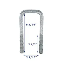 Galvanized Trailer U-Bolt Only 1/2 inch x 2 1/16 inch x 5 5/16 inch