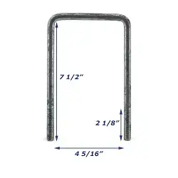 Galvanized Trailer U-Bolt Only 1/2 inch x 4 5/16 inch x 7 1/2 inch