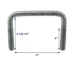 Galvanized Trailer U-Bolt Only 1/2 inch x 4 inch x 2 13/16 inch
