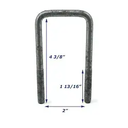 Galvanized Trailer U-Bolt Only 3/8 inch x 2 inch x 4 3/8 inch