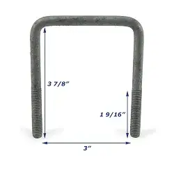 Galvanized Trailer U-Bolt Only 3/8 inch x 3 inch x 3 7/8 inch