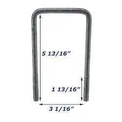Galvanized Trailer U-Bolt Only 3/8 inch x 3 inch x 5 13/16 inch