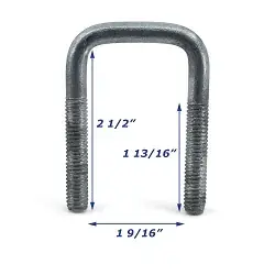 Galvanized Trailer U-Bolt Only 3/8 inch x 1 9/16 inch x 2 1/2 inch