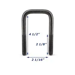 Stainless Steel Trailer U-Bolt Only 1/2 inch x 2 inch x 4 1/2 inch