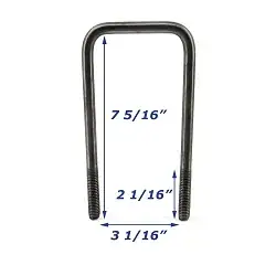Stainless Steel Trailer U-Bolt Only 1/2 inch x 3 inch x 7 5/16 inch