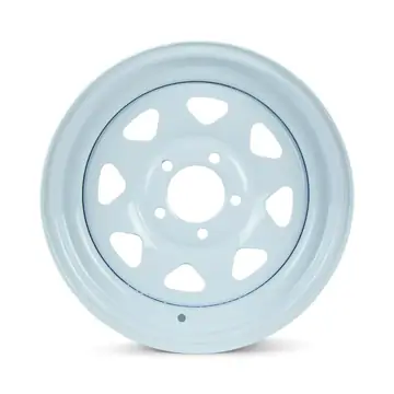 15 inch White Spoke 5 Bolt Trailer Wheel 5 on 4 1/2 Lug Pattern