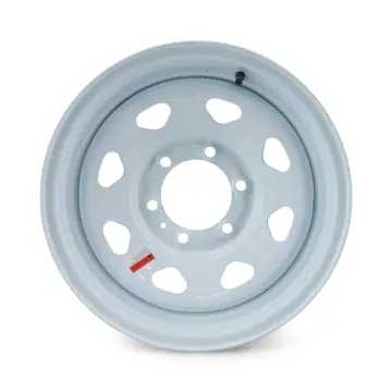 16 inch 6 bolt White Spoke Steel Trailer Wheel 6 on 5 1/2 Lug Pattern
