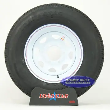 ST225/75R15 Radial Trailer Tire on a 6 Lug White Spoke Wheel Load Range E