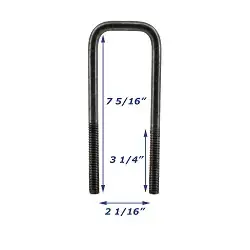 Stainless Steel Trailer U-Bolt Only 1/2 inch x 2 inch x 7 5/16 inch