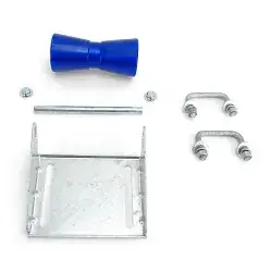 8 inch Blue Poly Vinyl Boat Trailer Keel Roller and Bracket Kit for 1.5x3 Cross Members