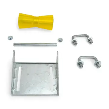 8 inch Yellow Poly Vinyl Boat Trailer Keel Roller and Bracket Kit for 1.5x3 Cross Members