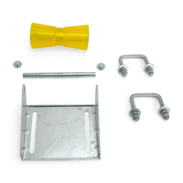 8 inch Yellow Poly Vinyl Boat Trailer Keel Roller and Bracket Kit for 2x3 Cross Members