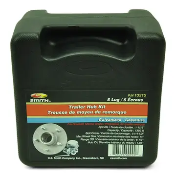 Pre Greased Trailer Hub Galvanized 5 Lug Boxed Kit for 2000lb 1 1/16 inch Trailer Axle