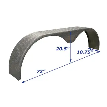 Steel Diamond Plate Utility Trailer Tandem Fender 10 3/4 in x 72 in x 20 1/2 in
