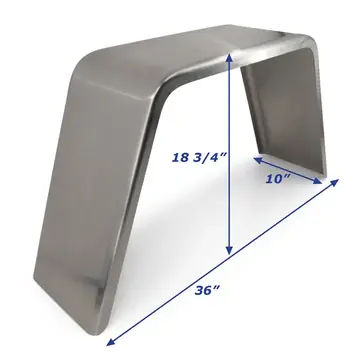 Single Axle Square Trailer Fender Aluminum Smooth 10 in x 36 in x 18 3/4 in