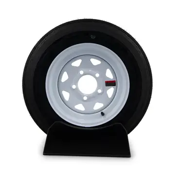 Eco-Trail ST 5.30 - 12 Load Range C Trailer Tire on White Painted 5 Bolt Wheel
