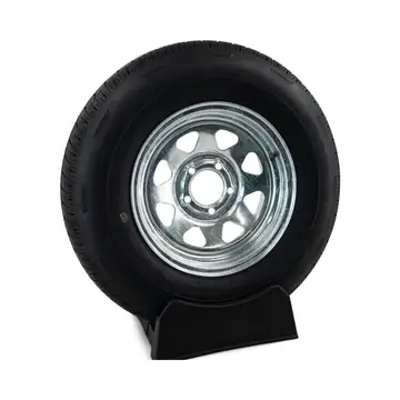 Rainier ST215/75R14 Radial Trailer Tire on a 5 Bolt Galvanized Spoke Painted Wheel