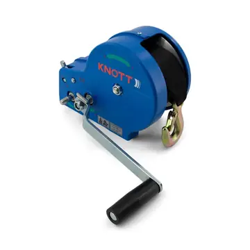 KNOTT 2000lb Boat Trailer Winch 2-Speed Zinc Plated and Blue Powder Coat