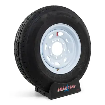 Trailer Tire ST235/85R16 on White Painted Wheel 8 Lug by Rainier