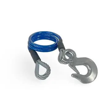 Single Blue Vinyl Clevis Hook Trailer Safety Cable 48 inches 7,000lb (Rated 14,000lb per Pair)