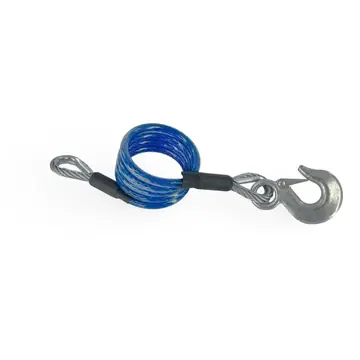 Single Blue Vinyl Clevis Hook Trailer Safety Cable 54 inches 7,000lb (Rated 14,000lb per Pair)