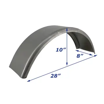 Cold Rolled Steel Double Round Trailer Fender Smooth Single Axle 8 in x 28 in x 10 in