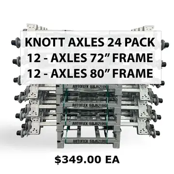 24 Pack - Knott Boat Trailer Torsion Axles 3500lb 5 Lug (12) 80 inch Frame and (12) 72 inch Trailer Frames