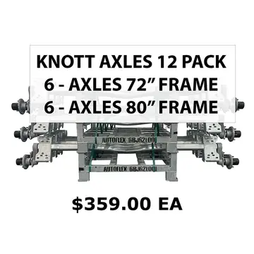 12 Pack - Knott Boat Trailer Torsion Axles 3750lb 5 Lug (6) 80 inch Frame and (6) 72 inch Trailer Frames