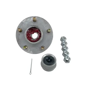 Boxed Galvanized Pre Greased 2000 lb Trailer Hub Kit 5 Lug 1 1/16" Bearings 1 1/2" Seal
